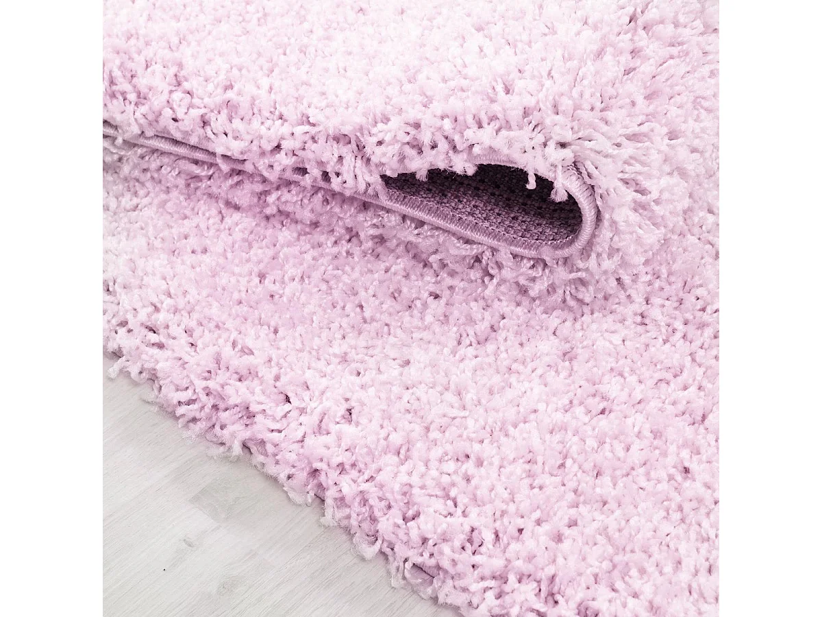 Tapis poils longs shaggy 240x340 rectangle tissé rose motif uni UNI L