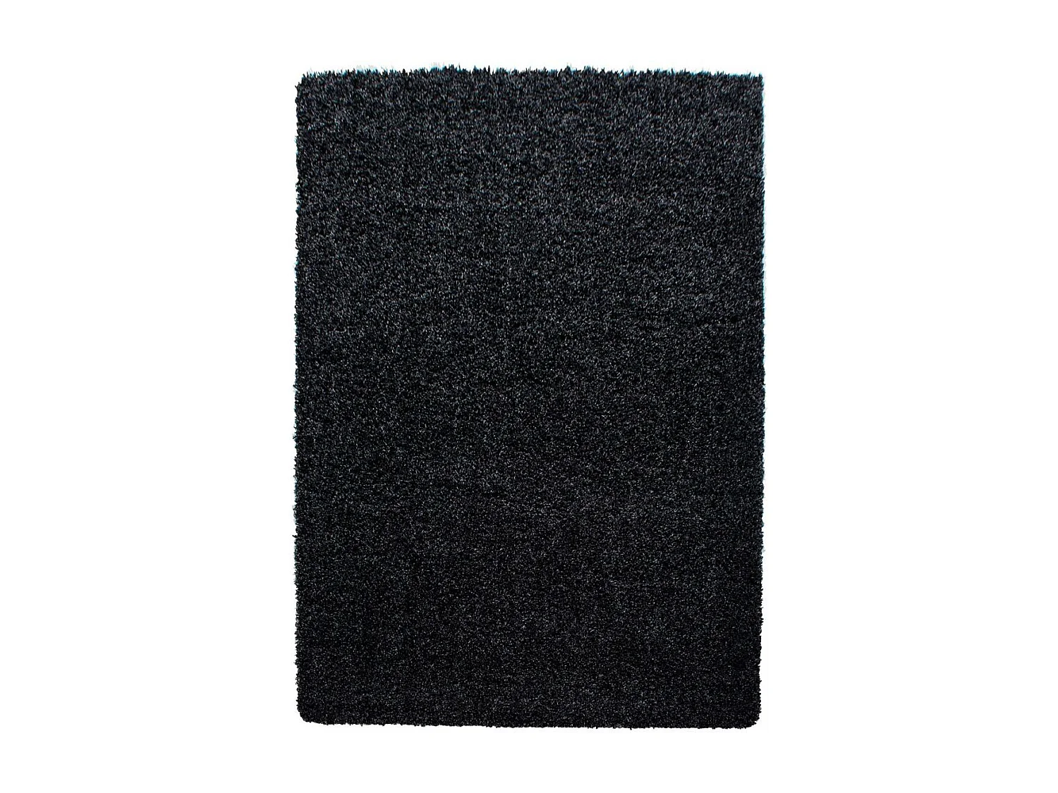Tapis poils longs shaggy 80x150 rectangle tissé noir motif uni UNI L