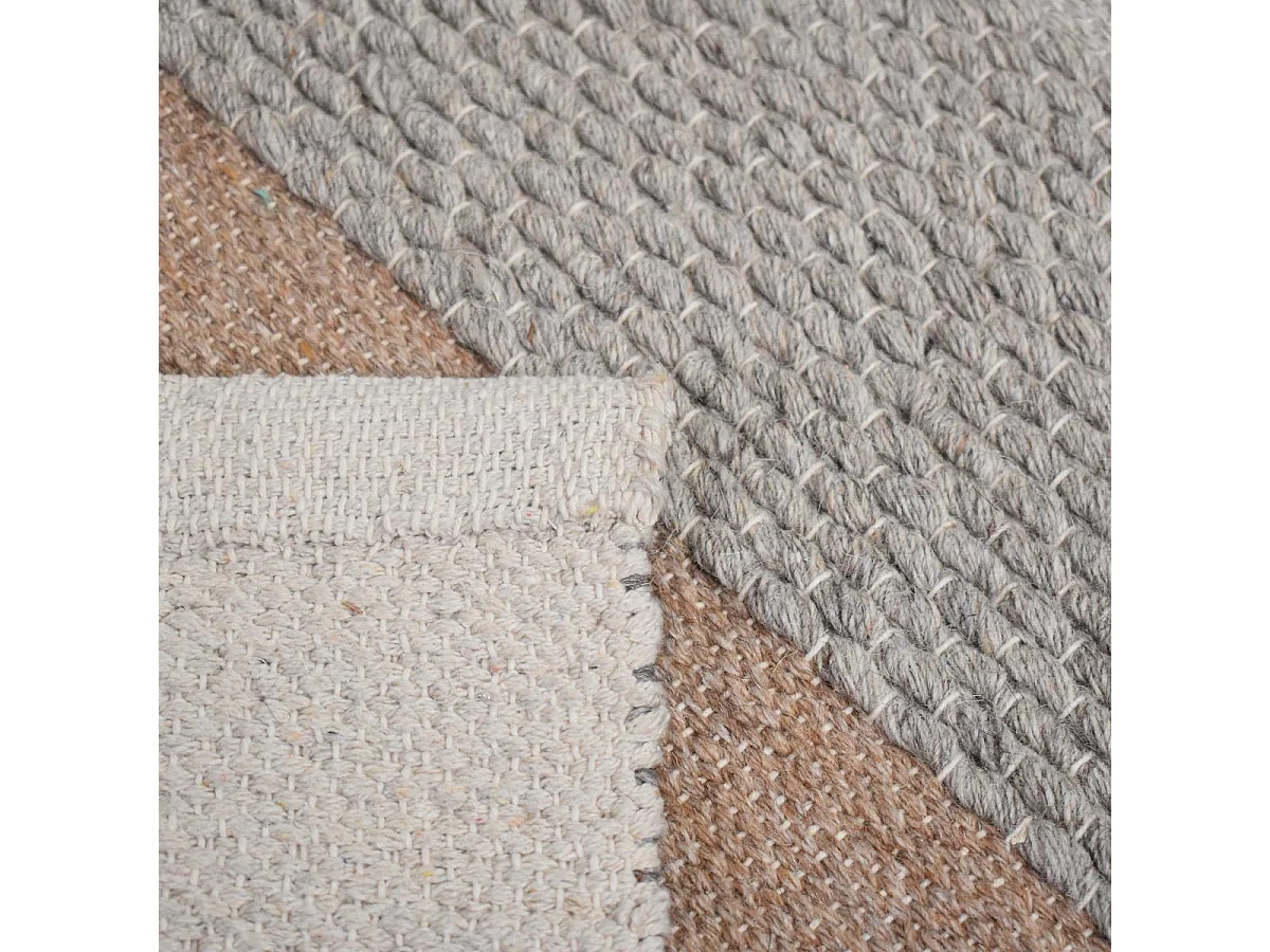 Tapis kilim 240x340 rectangle fait à la main en laine beige et bleu