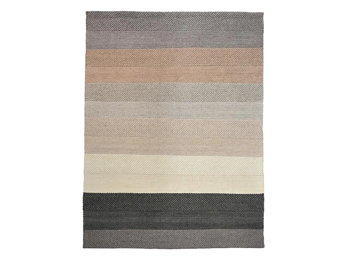 Tapis kilim 240x340 rectangle fait à la main en laine beige et bleu