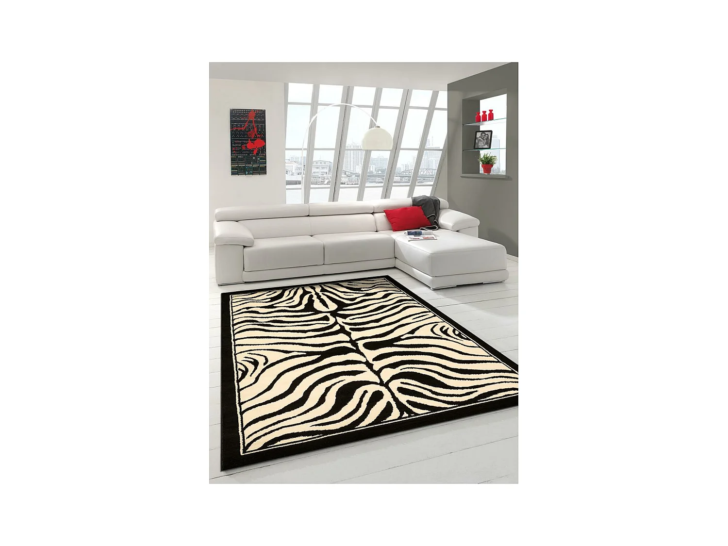 tapis chambre 80x150 tissé noir rectangle motif animaux LYN1 ZEBRO
