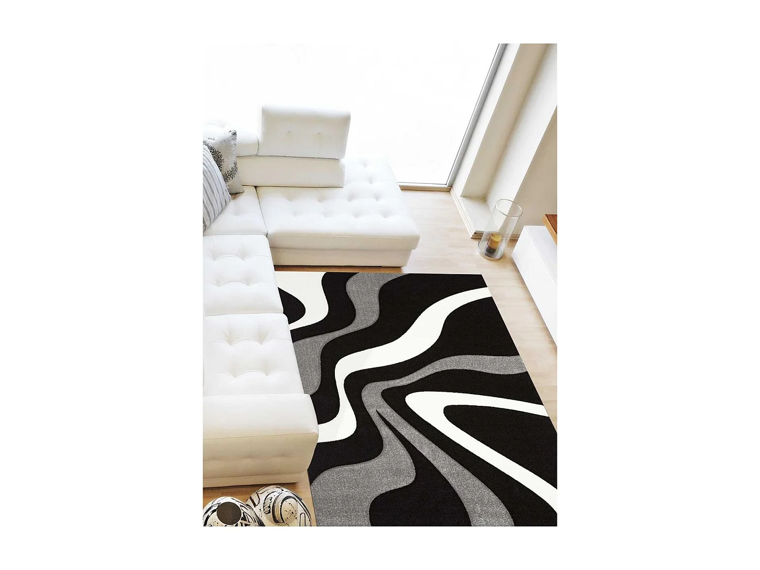 Tapis salon 200x290 cm Rectangulaire DIAMOND 760-910 Gris Salle à manger adapté au chauffage par le sol