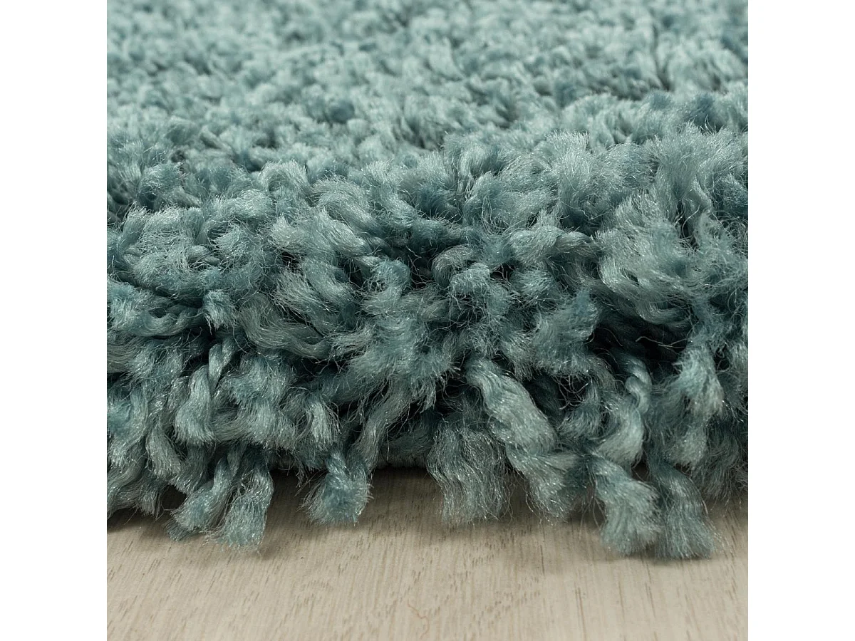 Tapis poils longs shaggy 60x110 rectangle tissé bleu motif uni UNI I
