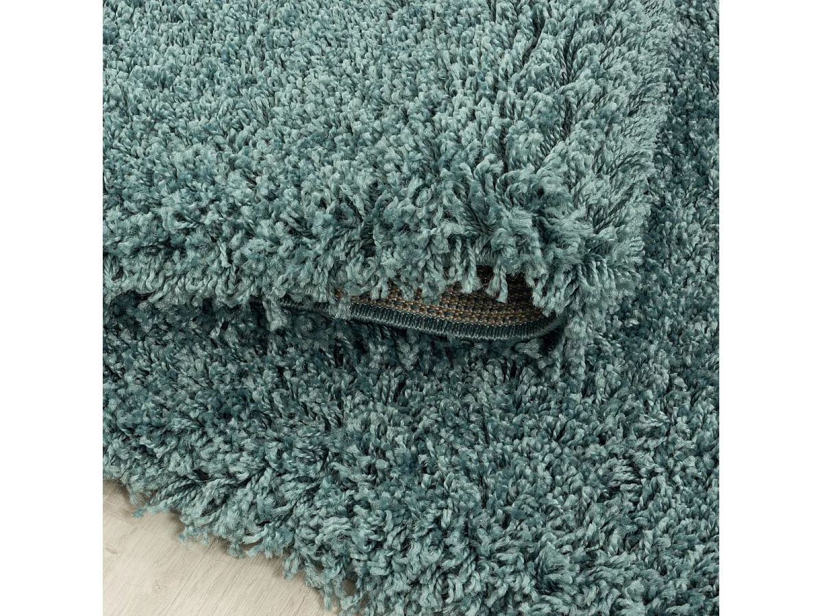 Tapis poils longs shaggy 60x110 rectangle tissé bleu motif uni UNI I