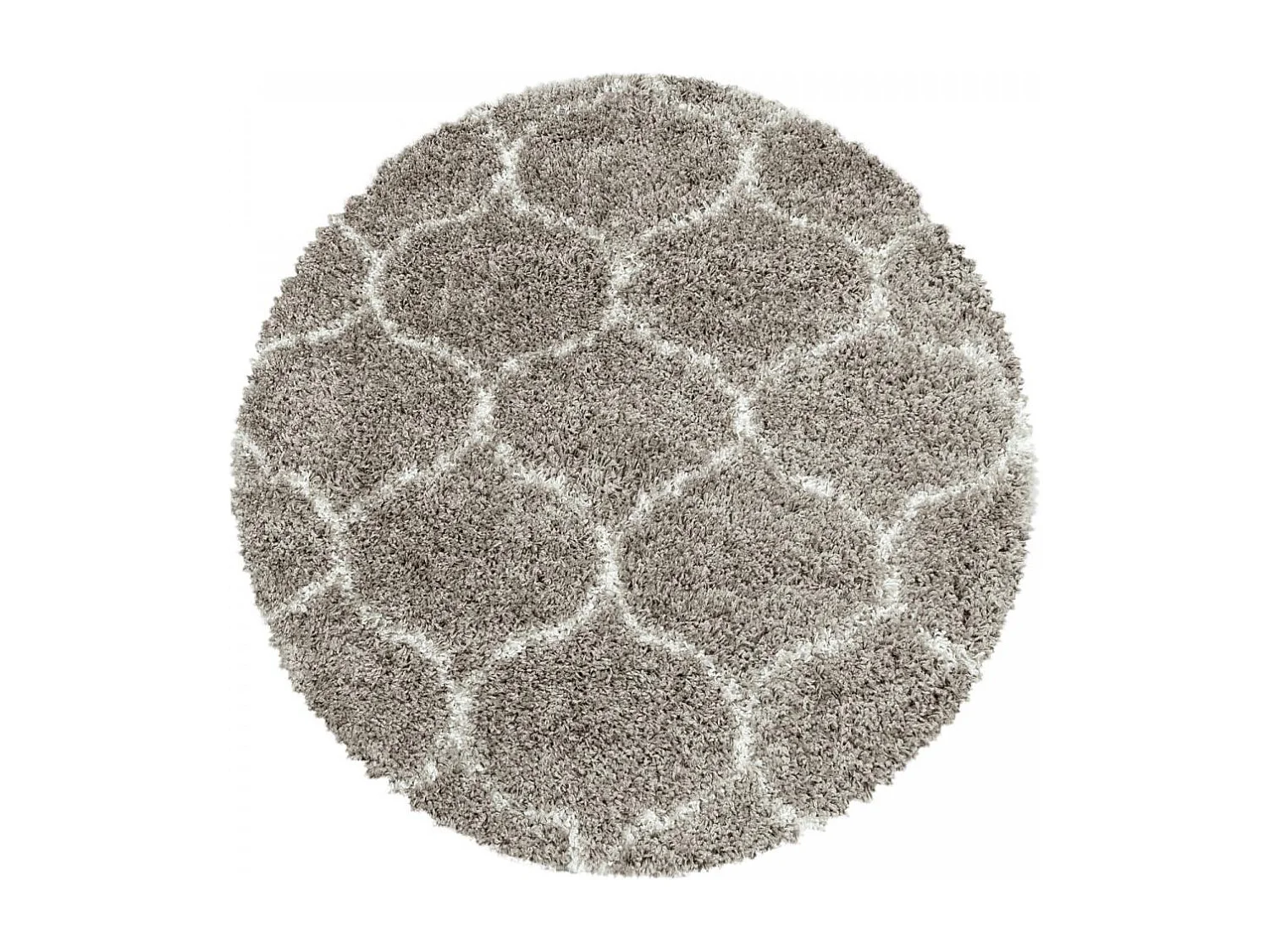 Tapis shaggy Ø160cm rond tissé beige et crème motif scandinave SCANDINAV A