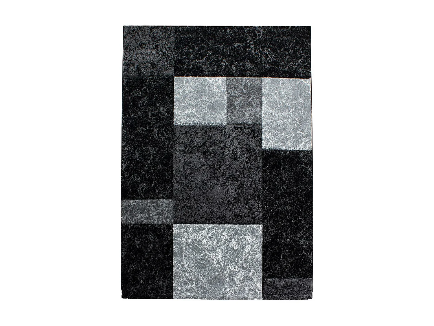 tapis de couloir 80x150 tissé noir et gris motif géométrique CARARELLE