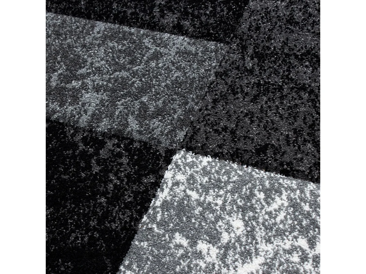 tapis de couloir 80x150 tissé noir et gris motif géométrique CARARELLE