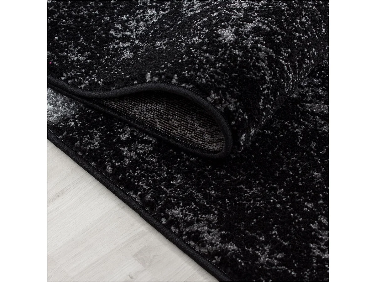 tapis de couloir 80x150 tissé noir et gris motif géométrique CARARELLE