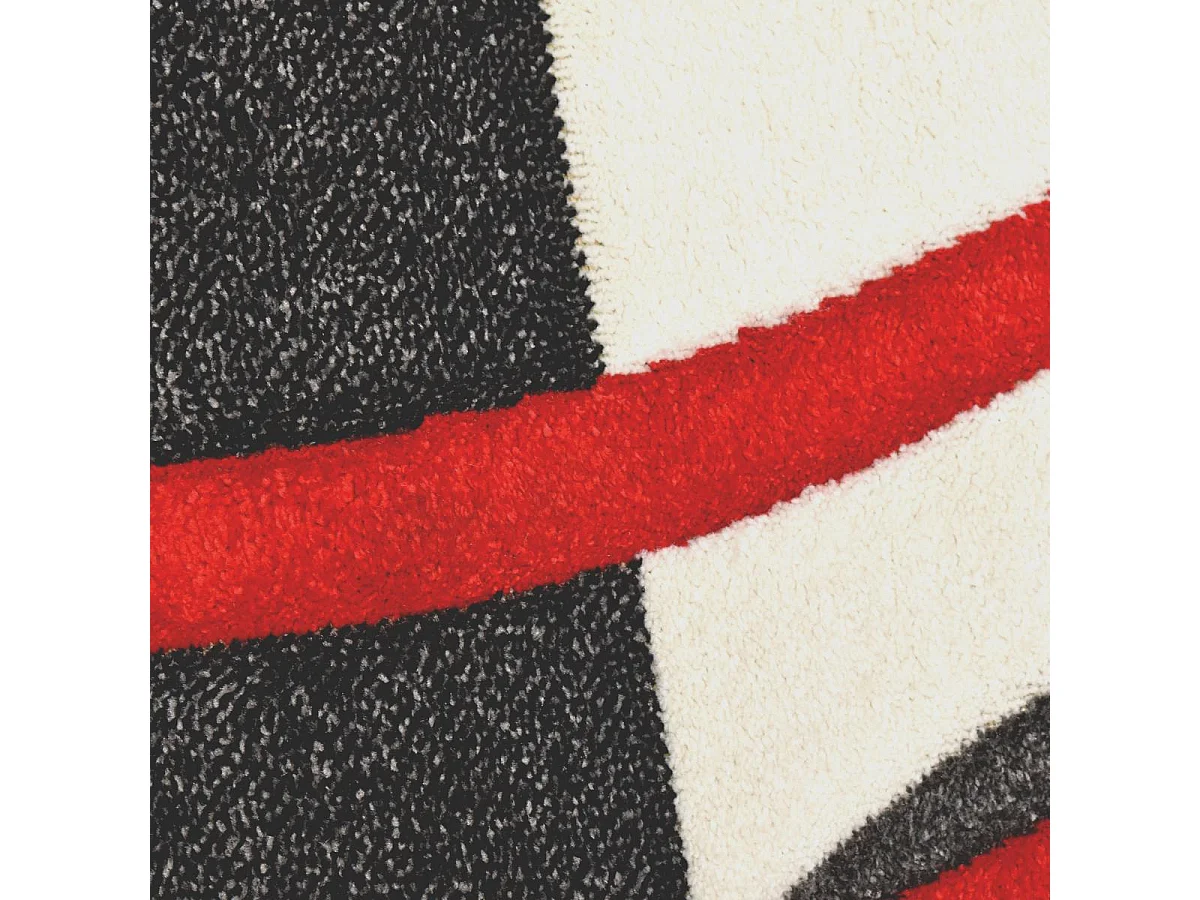 tapis salon 160x230 tissé rouge rectangle motif géométrique DI 65