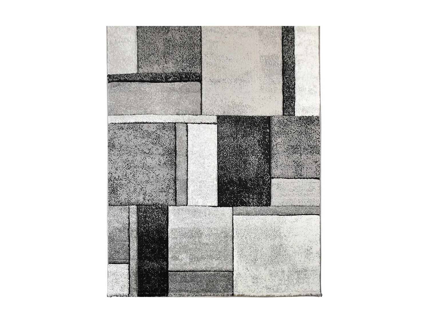 tapis salon 160x160 tissé gris carré motif géométrique LYN8 GEOME