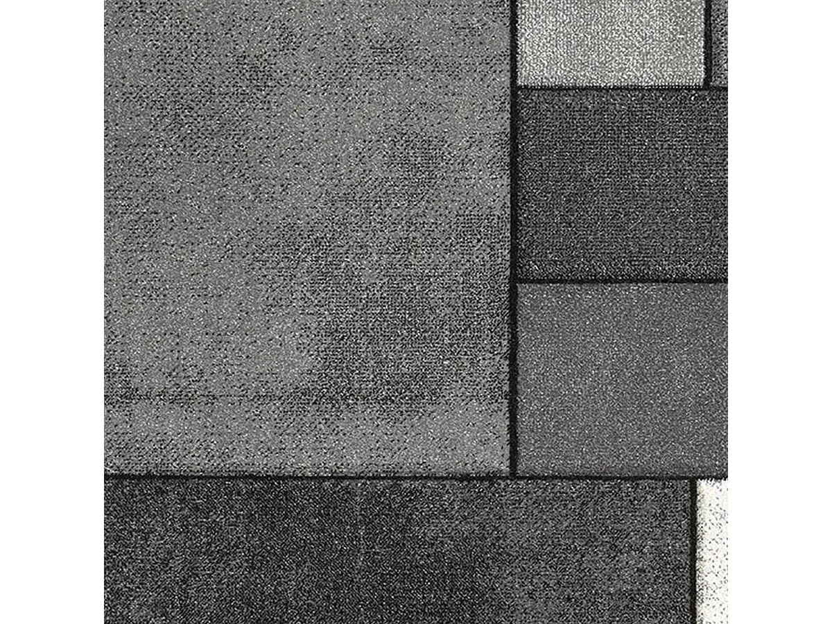 tapis salon 160x160 tissé gris carré motif géométrique LYN8 GEOME
