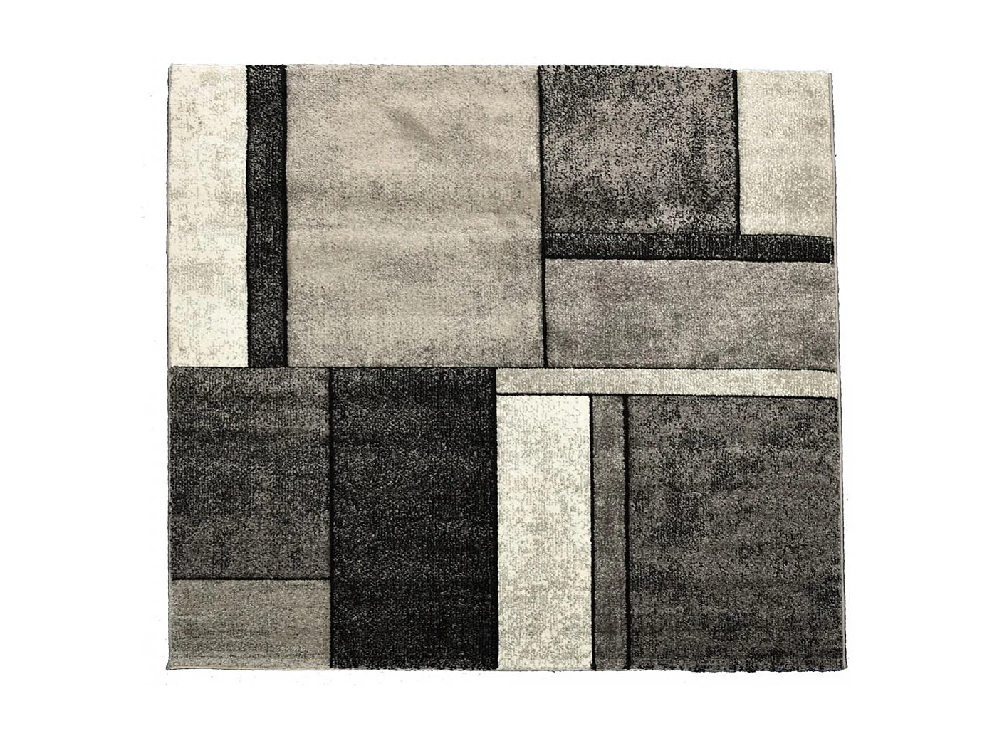 tapis salon 160x160 tissé gris carré motif géométrique LYN8 GEOME