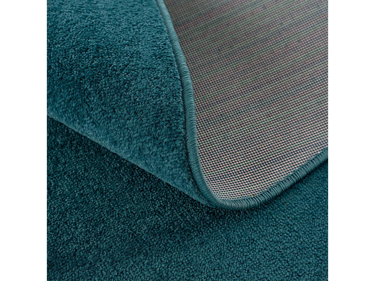 tapis chambre 120x170 tissé bleu foncé rectangle motif uni NOSSA