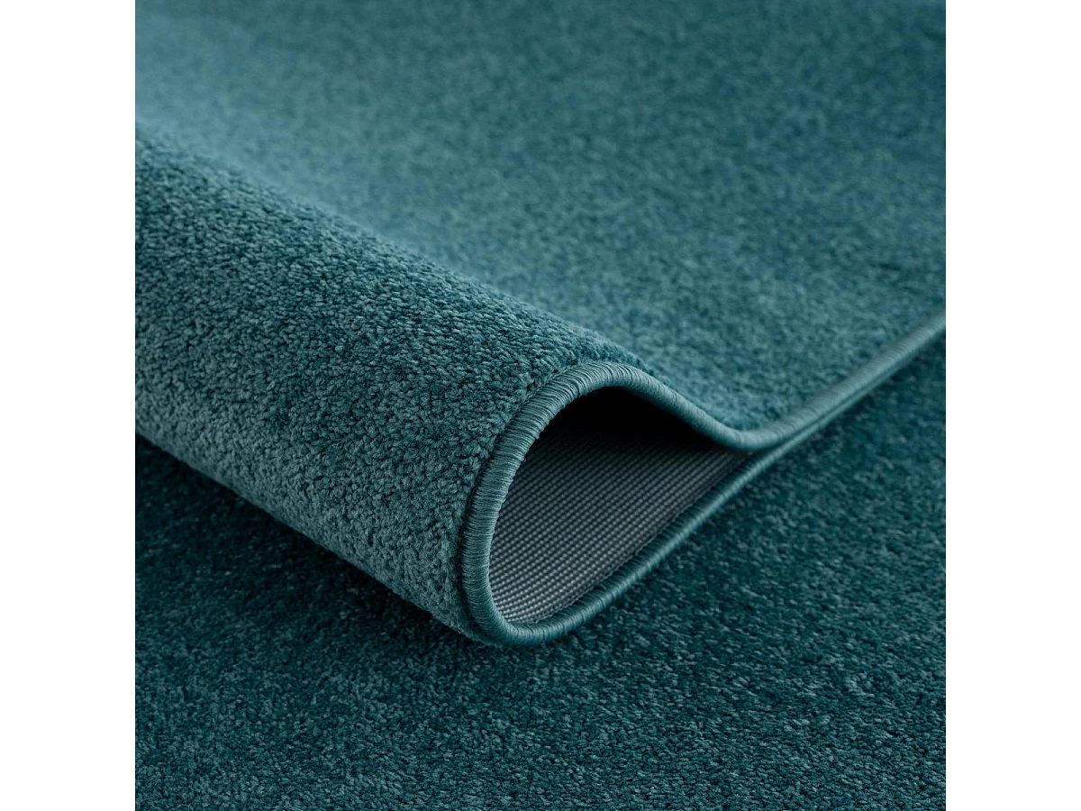 tapis chambre 120x170 tissé bleu foncé rectangle motif uni NOSSA