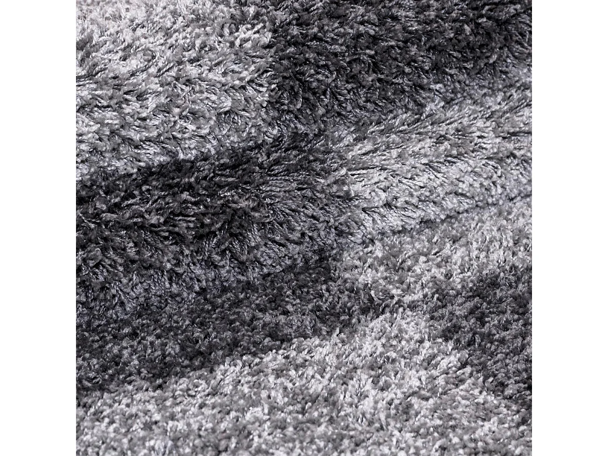 Tapis poils longs shaggy 80x250 rectangle tissé gris clair et gris foncé