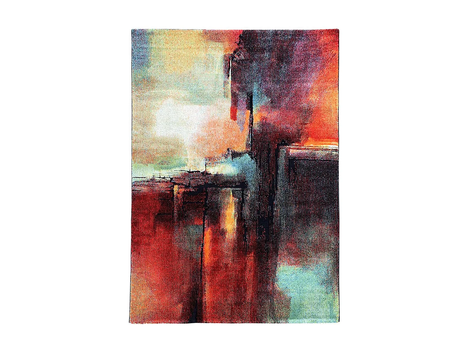 tappeto per camera 80x150 tessuto rettangolo rosso e verde disegno astratto TABOR