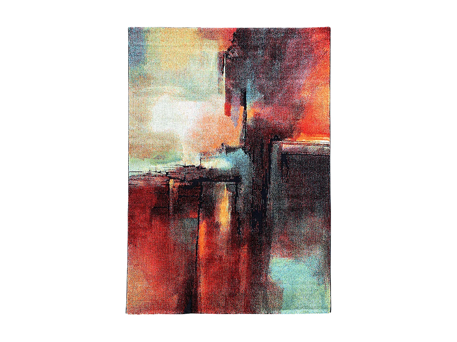 tappeto per camera 80x150 tessuto rettangolo rosso e verde disegno astratto TABOR