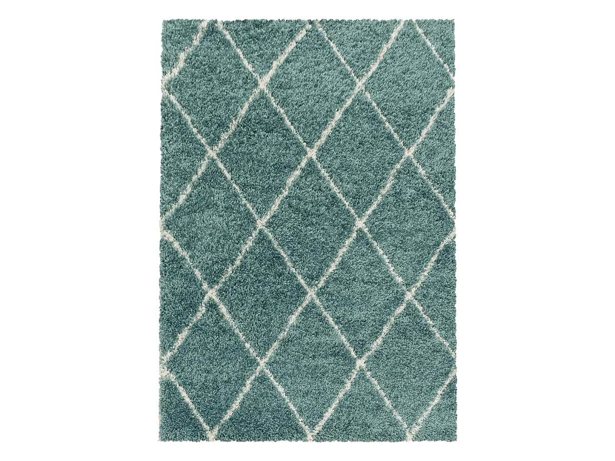 Tapis berbère 140x200 tissé motif losange SHAGGY A bleu