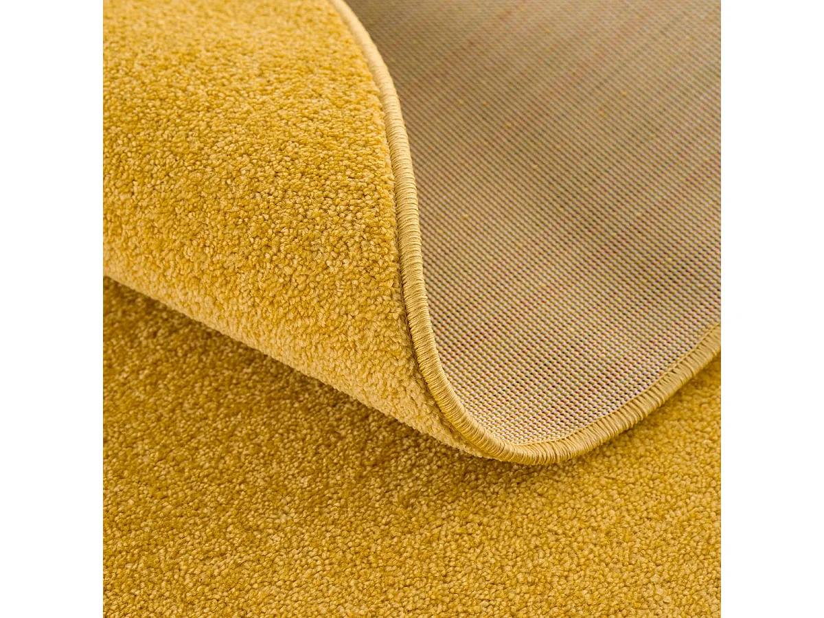 tapis chambre 120x170 tissé jaune rectangle motif uni NOSSA