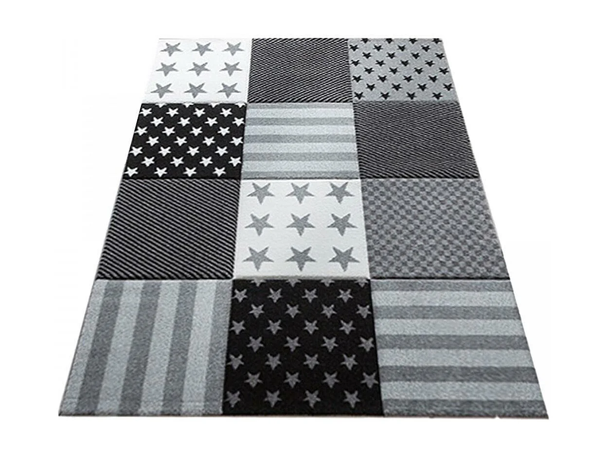 tapis chambre 240x340 tissé gris rectangle motif géométrique DI 77