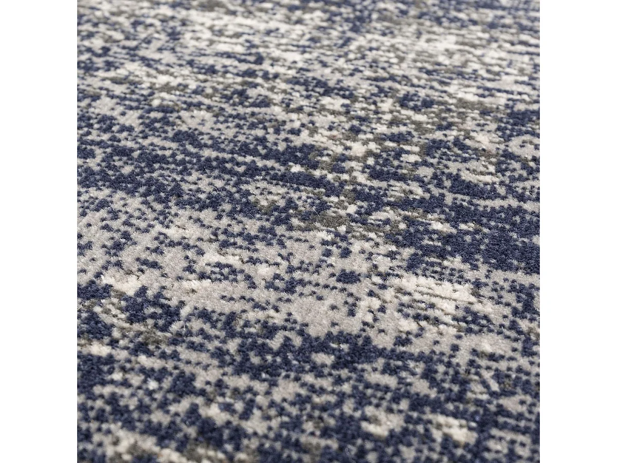 Tapis kilim 120x170 rectangle tissé bleu et blanc motif simple CLARK 12