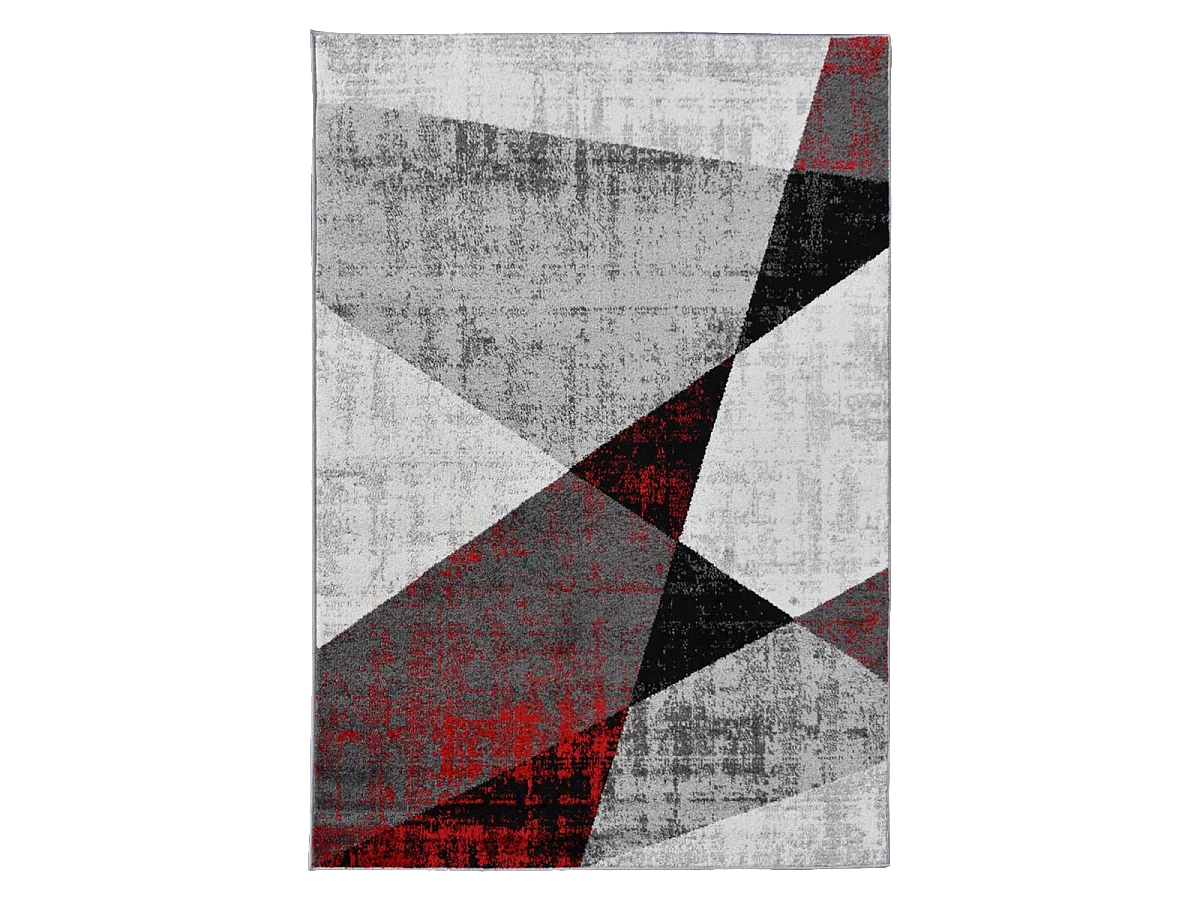 tappeto da ingresso 120x170 tessuto motivo geometrico rettangolo grigio e rosso ROSALINE