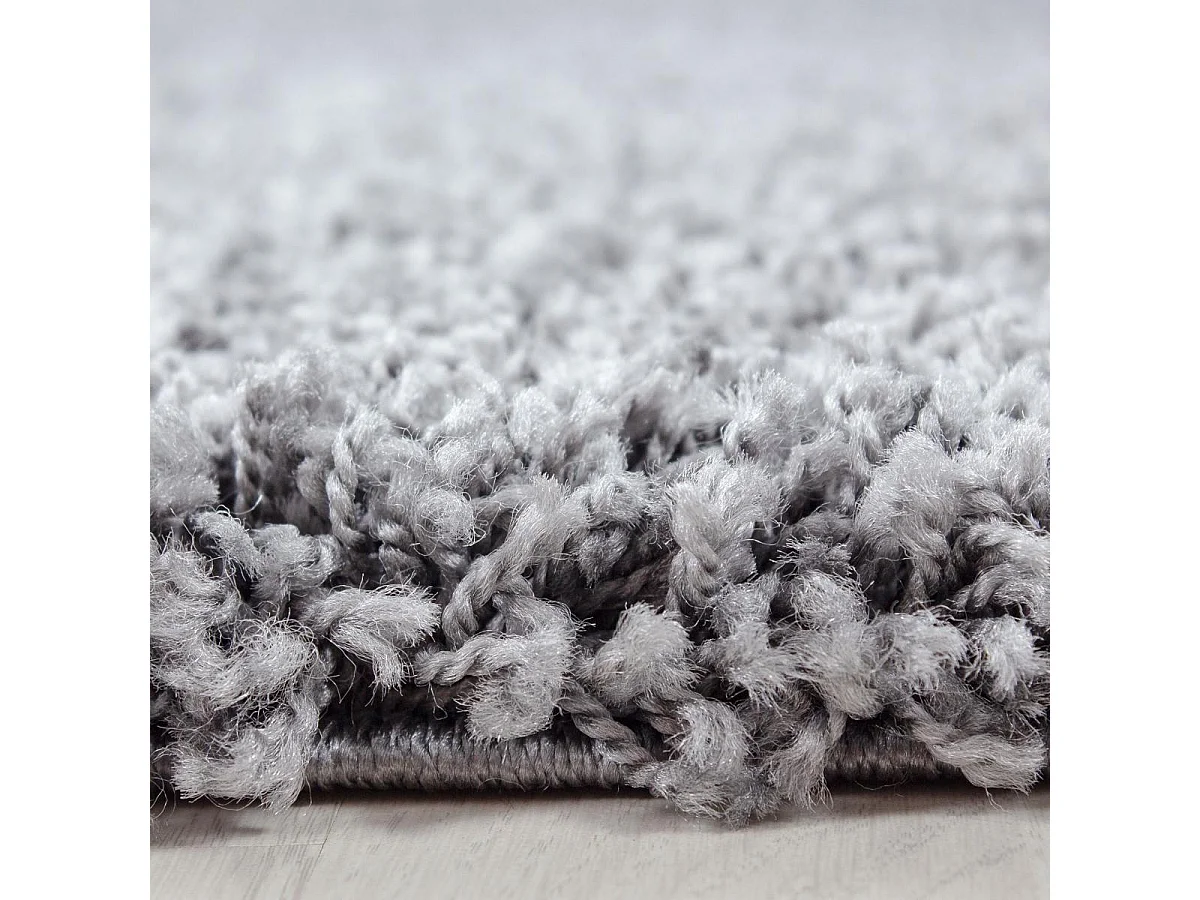 Tapis poils longs shaggy 240x340 rectangle tissé gris motif uni UNI L