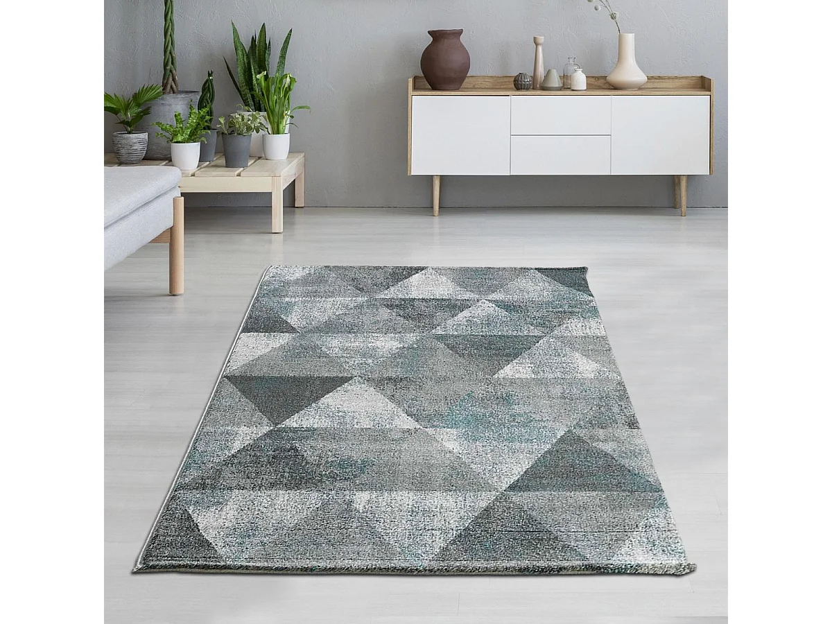 tapis chambre 80x150 tissé gris foncé rectangle motif scandinave BENTO