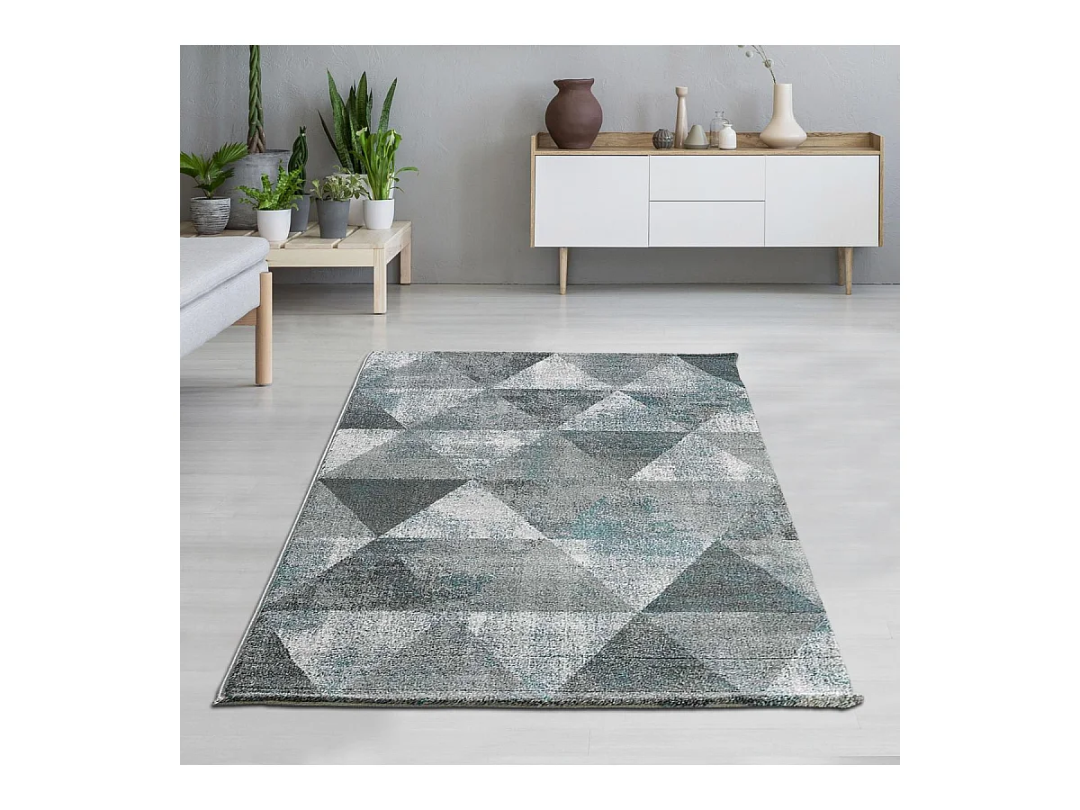 tapis chambre 80x150 tissé gris foncé rectangle motif scandinave BENTO