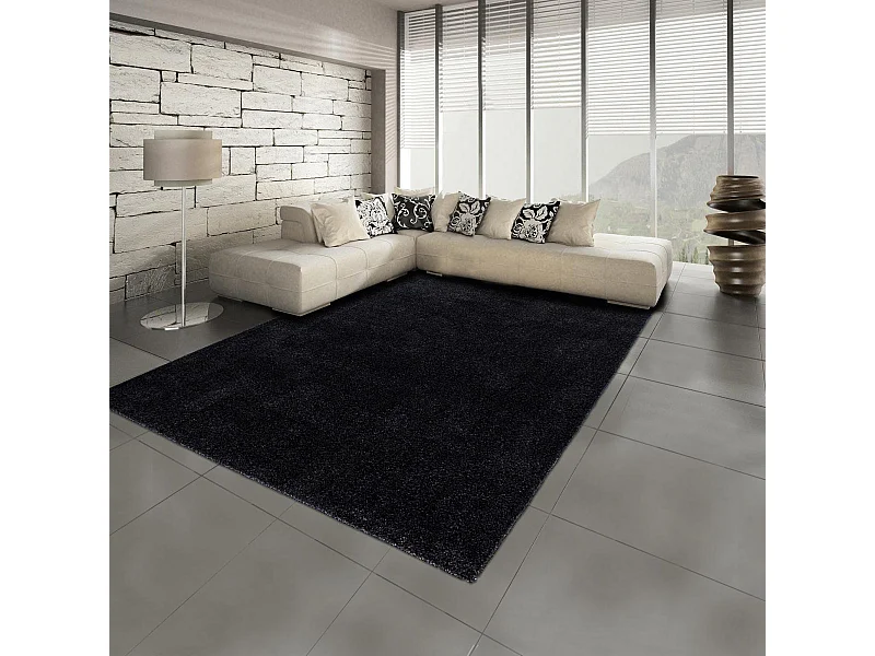 tapis salon 160x230 tissé anthracite rectangle motif uni SOULA