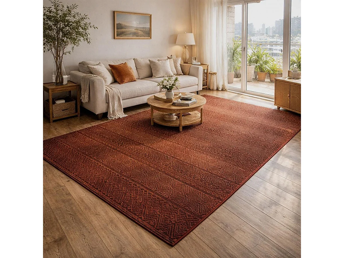 Tapis berbère 60x110 tissé motif ethnic LYN1 CHILA rouge