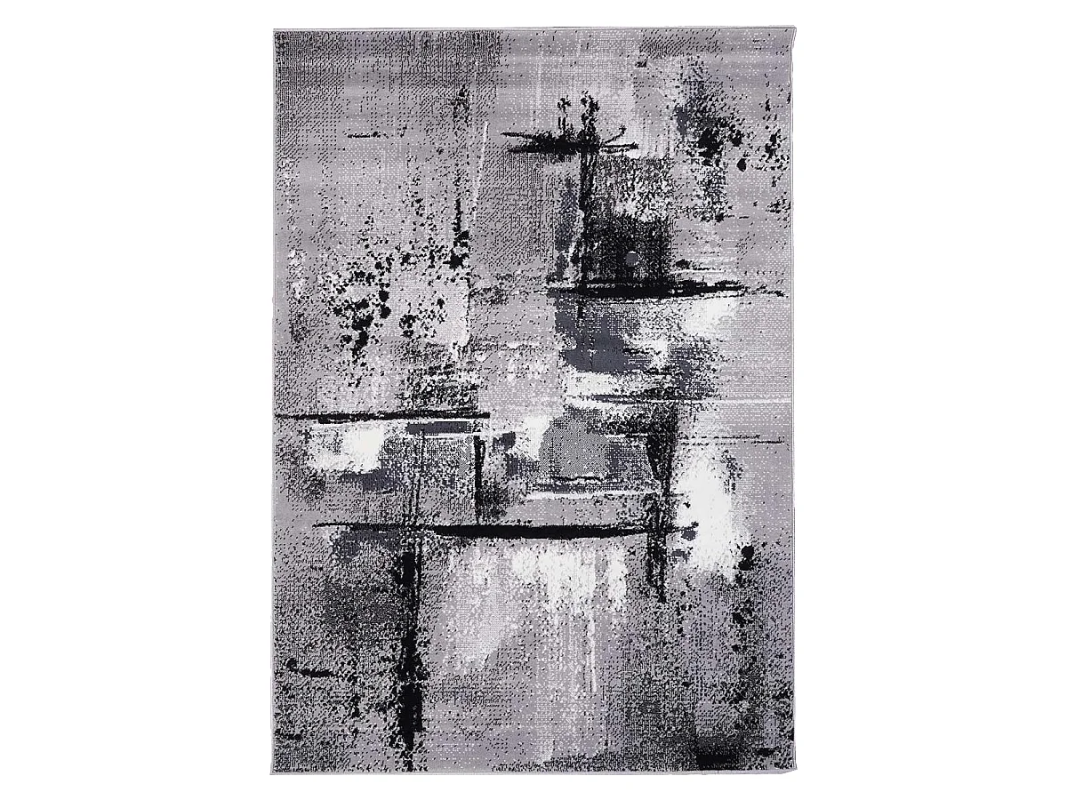 tapis salon 160x230 tissé gris rectangle motif abstrait LYN1 TABLO