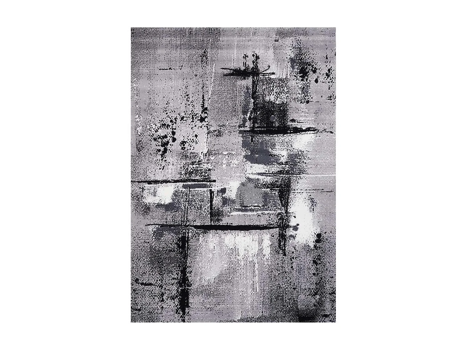 tapis salon 160x230 tissé gris rectangle motif abstrait LYN1 TABLO