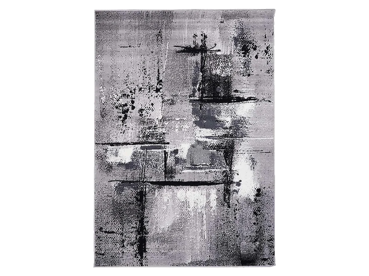 tapis salon 160x230 tissé gris rectangle motif abstrait LYN1 TABLO