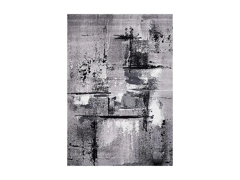 tapis salon 160x230 tissé gris rectangle motif abstrait LYN1 TABLO