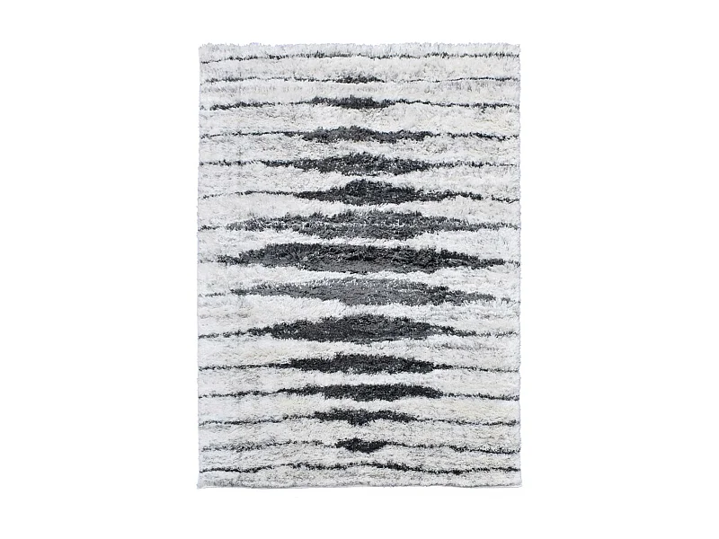 Tapis longs poils shaggy 200x280 rectangle tissé crème motif berbère LYN4 DOUX 5