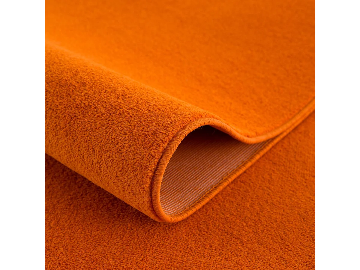 tapis salle à manger 200x290 tissé orange rectangle motif uni NOSSA