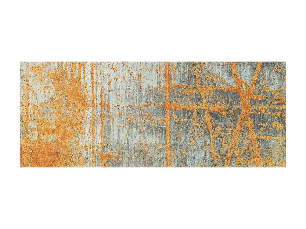 tapis entrée 80x200 tissé orange rectangle motif abstrait RUSTICO