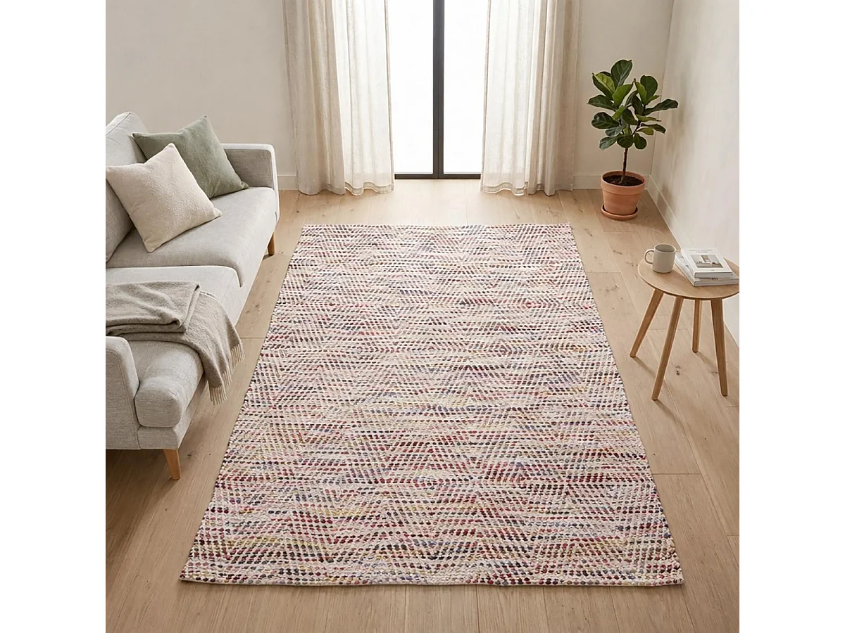 Tappeto Kilim 140x200 rettangolo realizzato a mano in lana multicolore