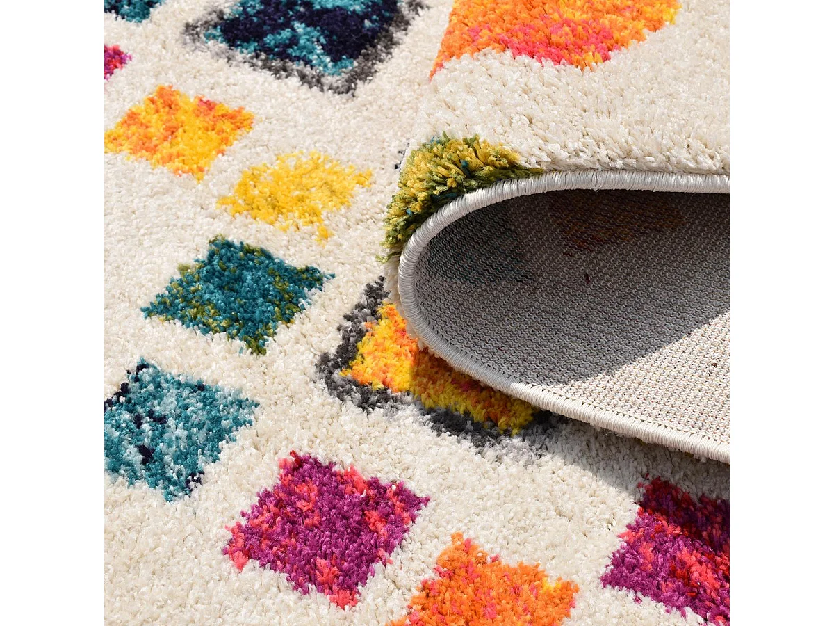 tapis entrée 60x110 tissé crème et jaune rectangle motif berbère LYN5 OURIKA