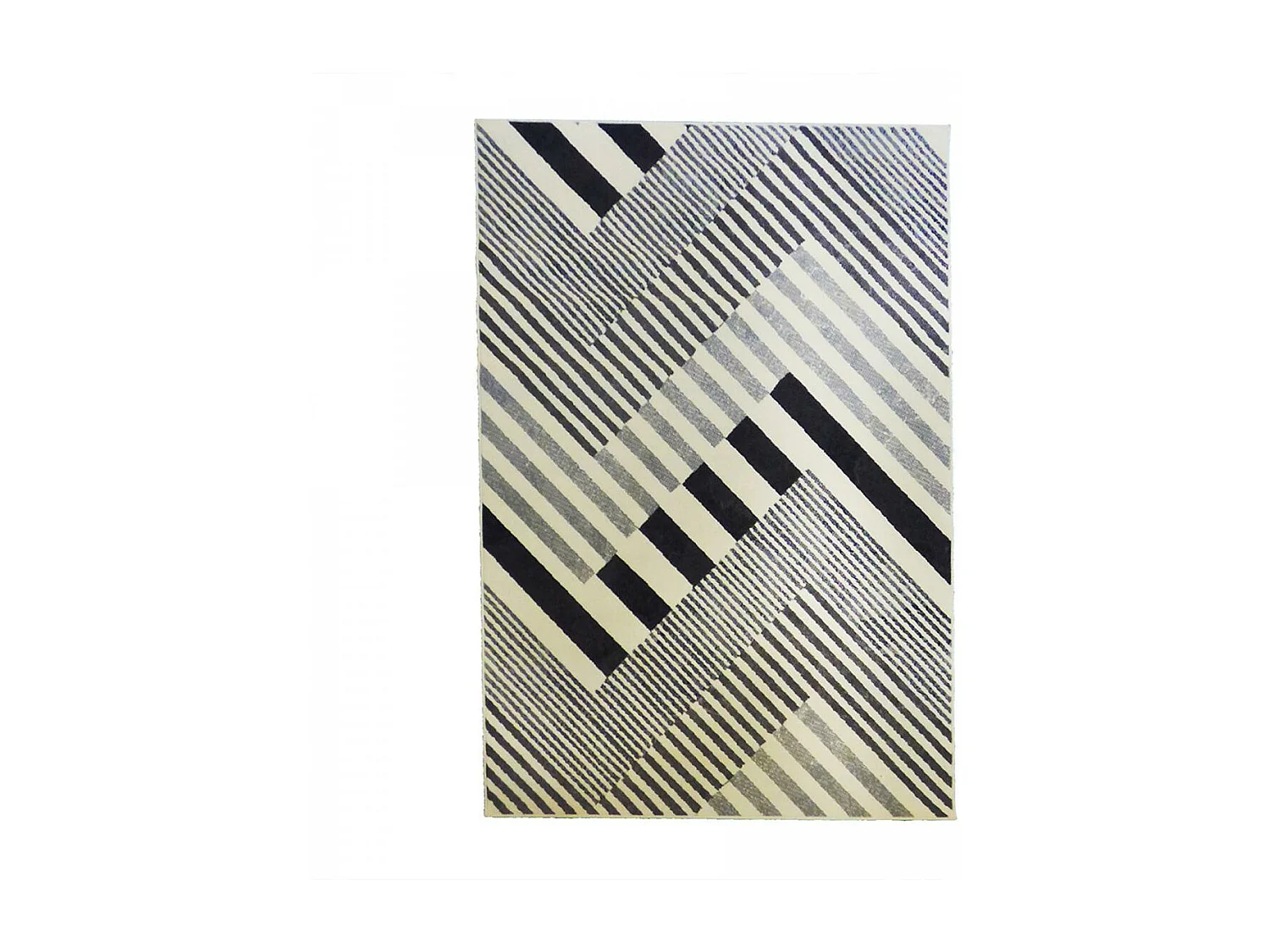 tapis chambre 60x110 tissé noir et gris rectangle motif géométrique AF2 ZIGRA