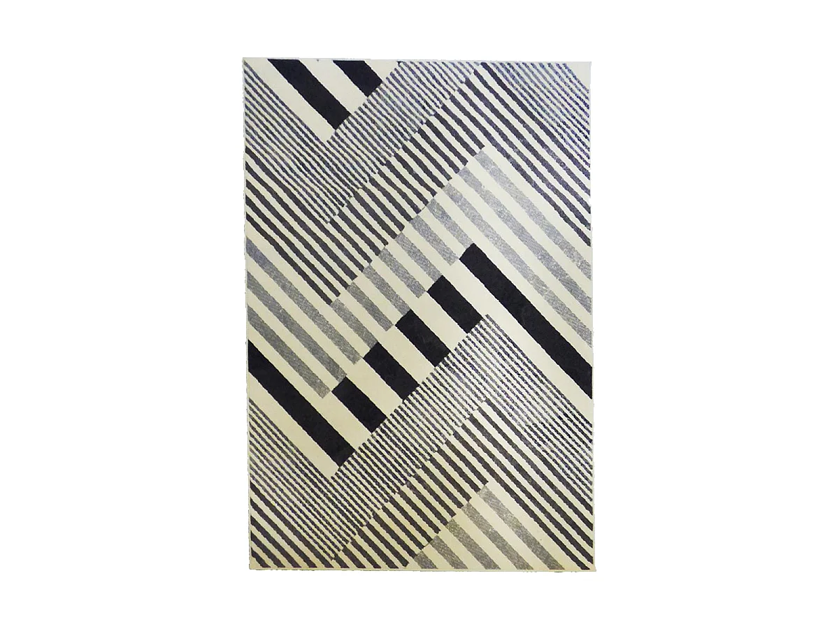 tapis chambre 60x110 tissé noir et gris rectangle motif géométrique AF2 ZIGRA