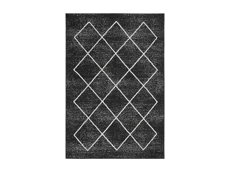 tapis entrée 60x110 tissé anthracite et blanc rectangle motif scandinave BALANIA