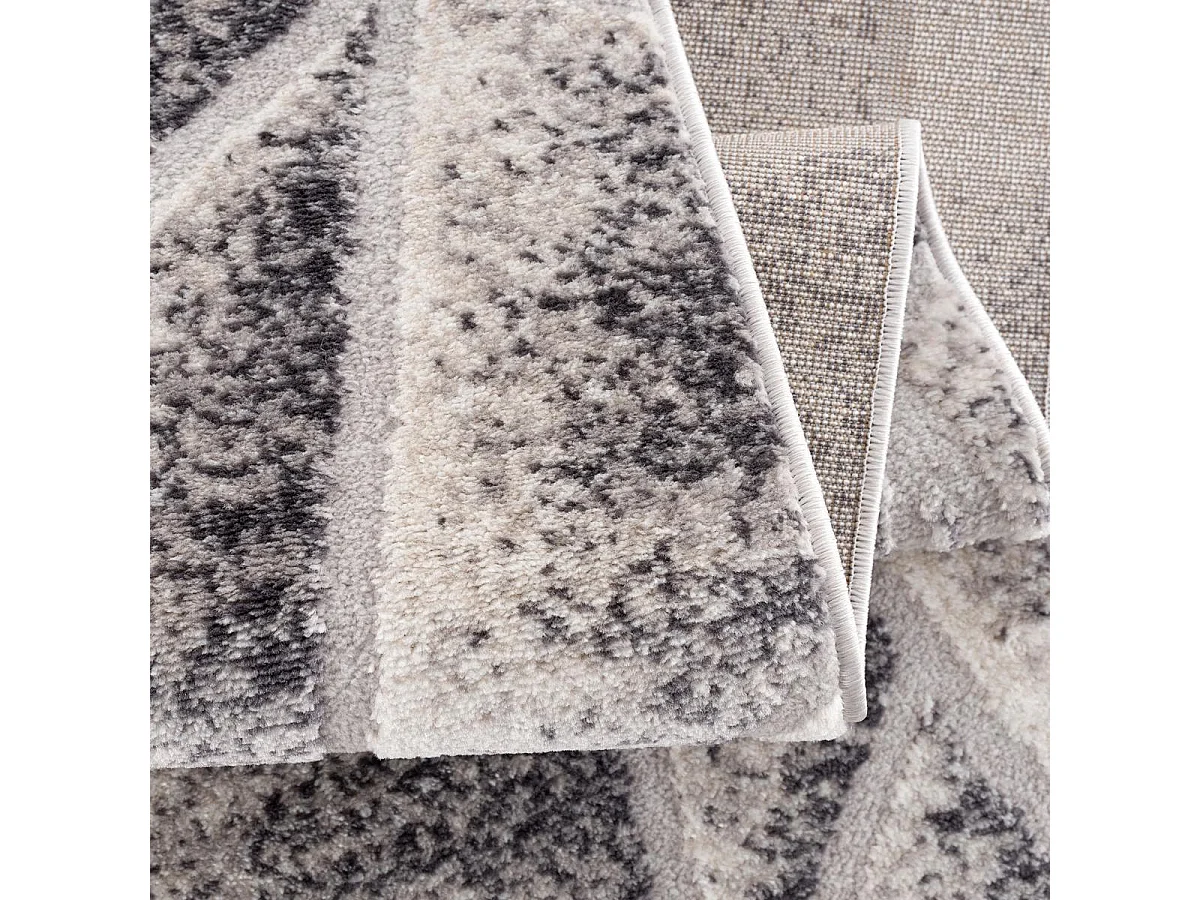 tapis salon 200x280 tissé gris rectangle motif géométrique ORI