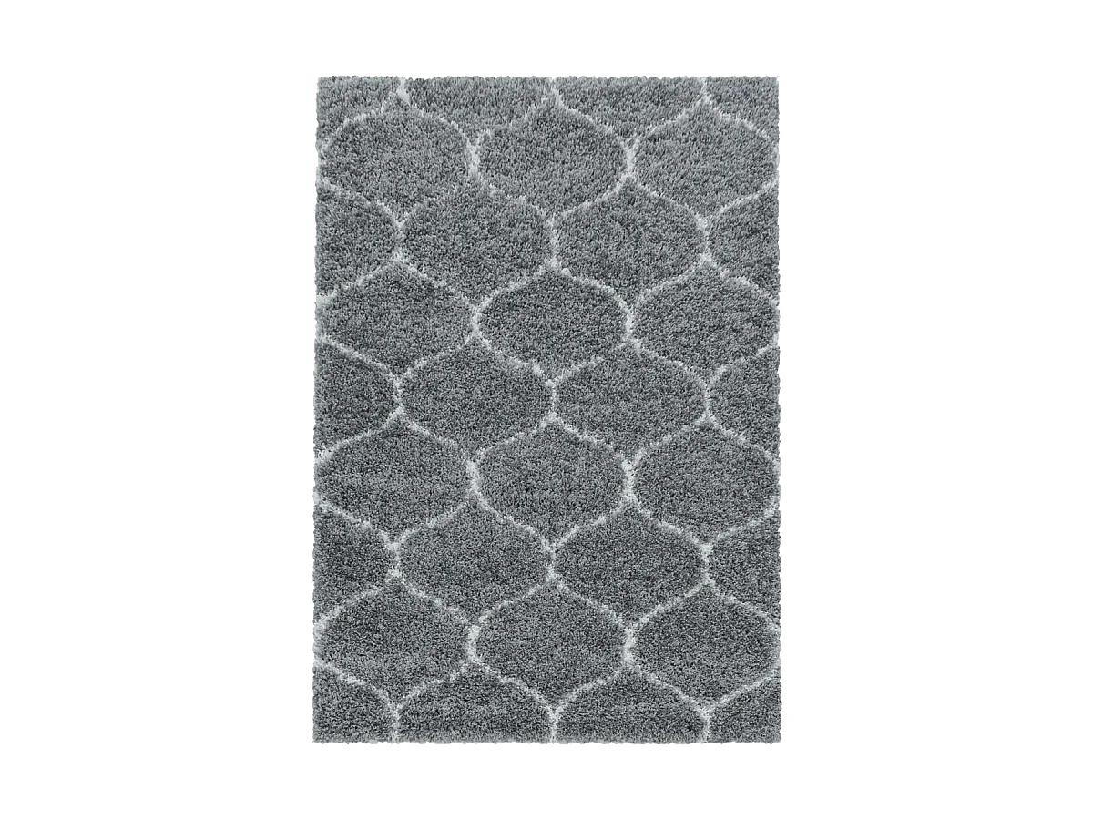 Tapis shaggy 280x370 rectangle tissé gris et crème motif scandinave SCANDINAV A
