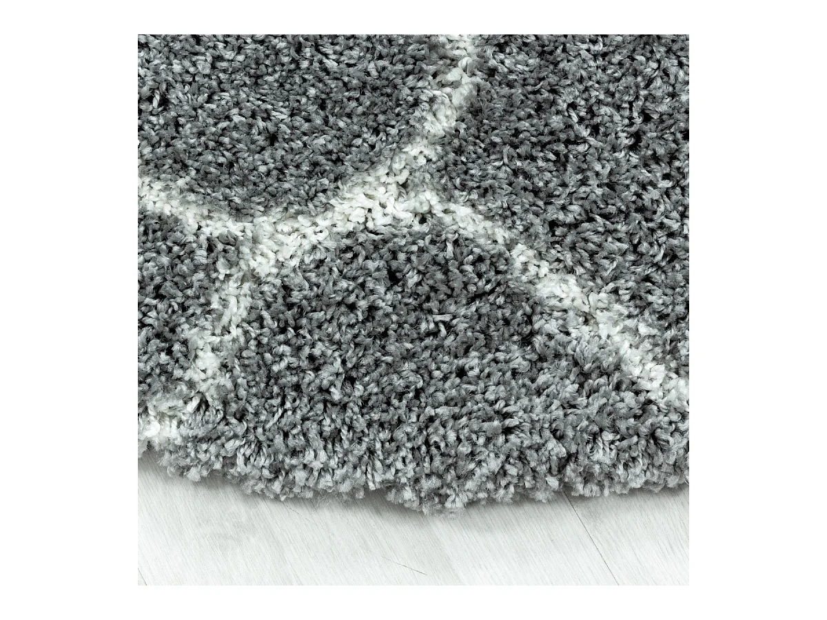 Tapis shaggy 280x370 rectangle tissé gris et crème motif scandinave SCANDINAV A