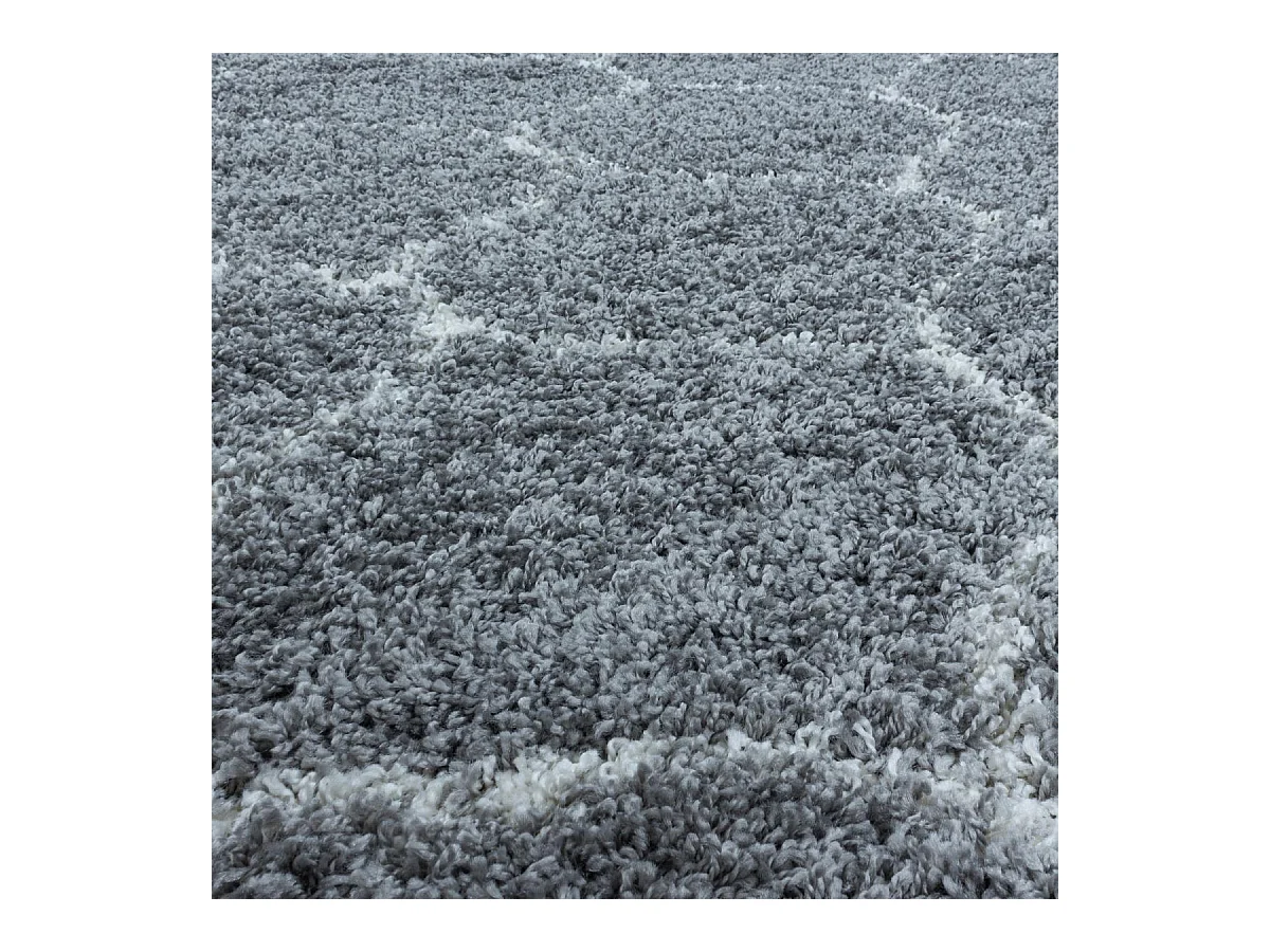 Tapis shaggy 280x370 rectangle tissé gris et crème motif scandinave SCANDINAV A