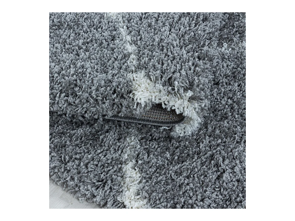 Tapis shaggy 280x370 rectangle tissé gris et crème motif scandinave SCANDINAV A