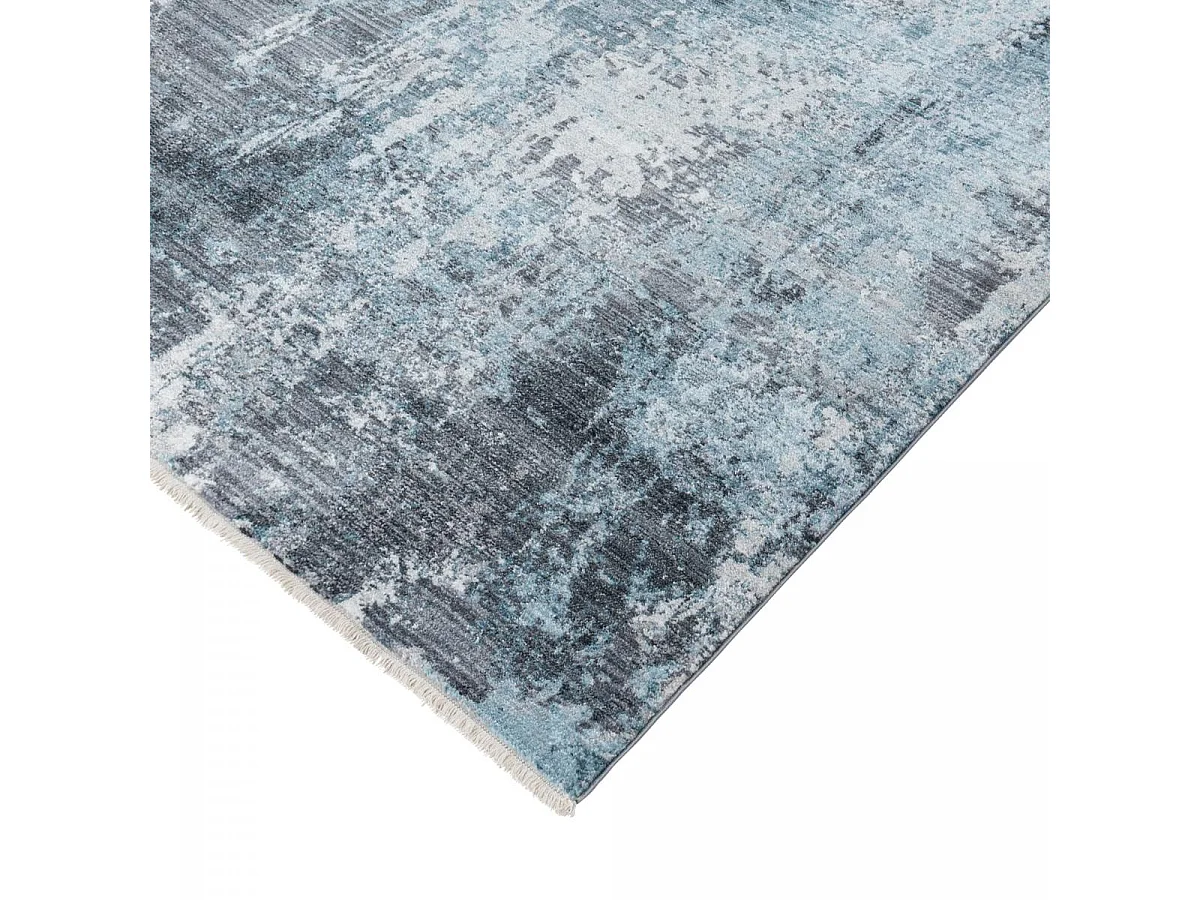 tapis chambre 120x170 tissé bleu et gris rectangle motif abstrait MEDELLA