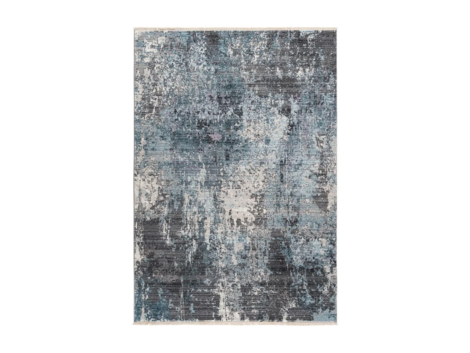 tapis chambre 120x170 tissé bleu et gris rectangle motif abstrait MEDELLA